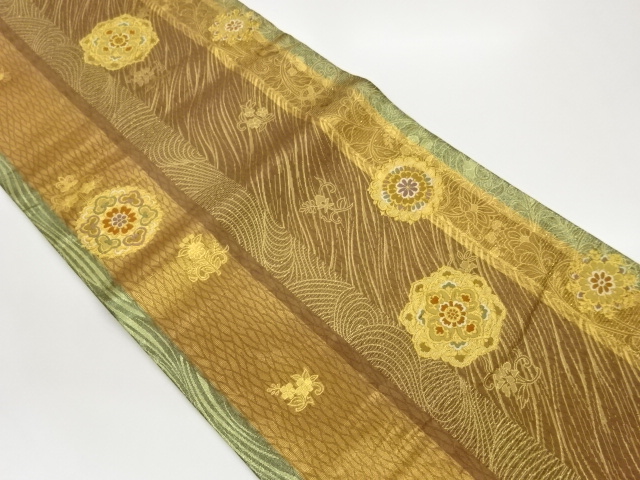 JAPANESE FUKURO OBI / WOVEN FLOWER ARABESQUE